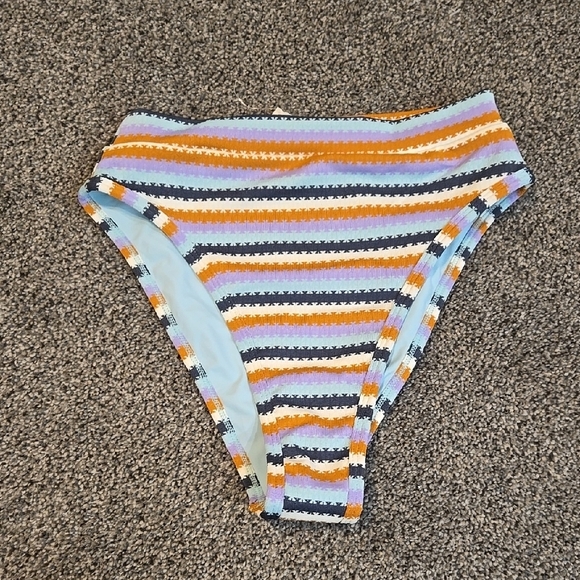 NWOT L Space Women Over The Moon Frenchi Striped High-Waisted Bikini Bottom Sz S - Picture 2 of 9